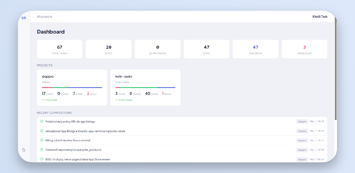 Kleidi Task - AI-first task tracker