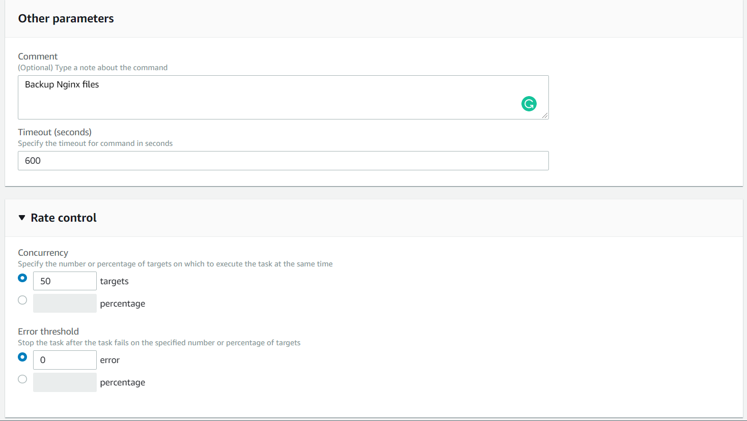 RunCommand - Other parameters and rate control)